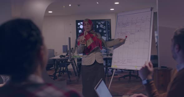 Businesswoman in Wheelchair Having Business Meeting with Team at Modern Office alt