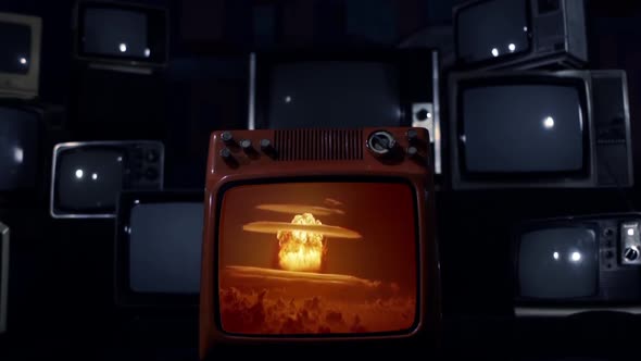 Nuclear Explosion on a Retro Television. alt