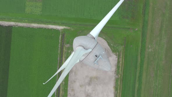 Bird's Eye View of a Giant Wind Turbine Used for Renewable Energy alt