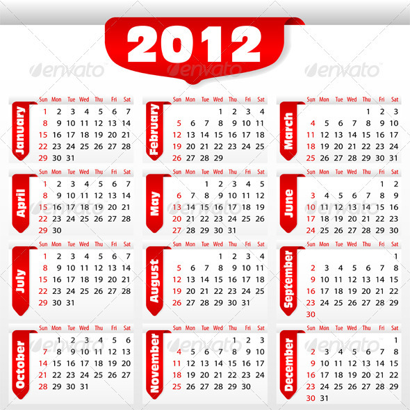 Calendar for 2012 year