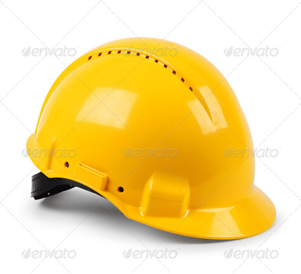 Modern yellow hard hat - Stock Photo - Images