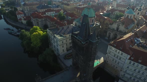 Aerial view of the Old Town Bridge Tower 