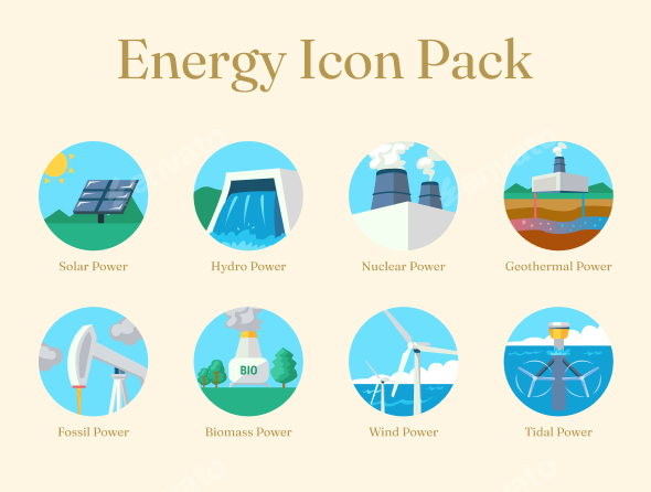 Renewable & Non Renewable Energy Icon Pack