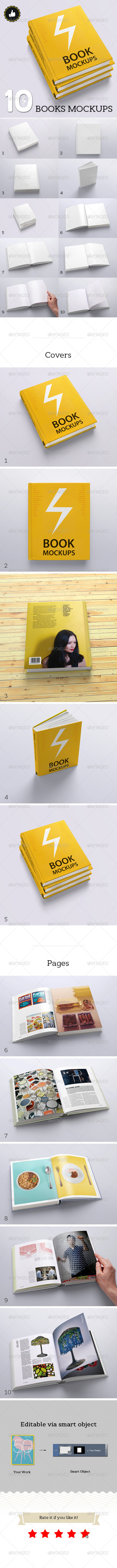 Book Mockups / 10 Different Images - Books Print