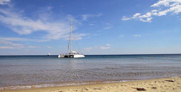 Catamaran Near To The Beach