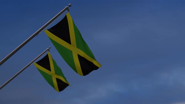 Jamaica  Flags In The Blue Sky - 4K