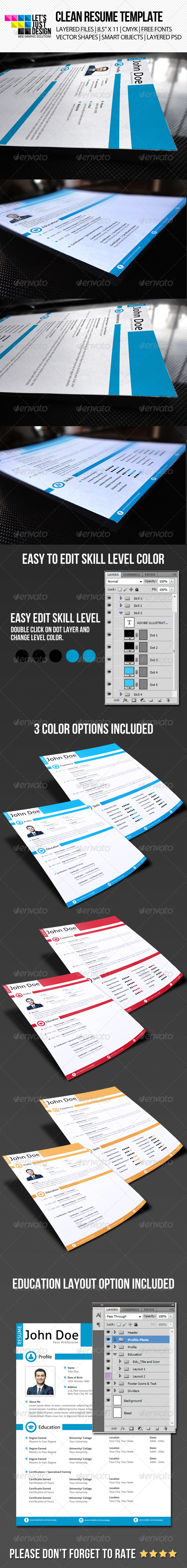 Clean Resume Template - Resumes Stationery