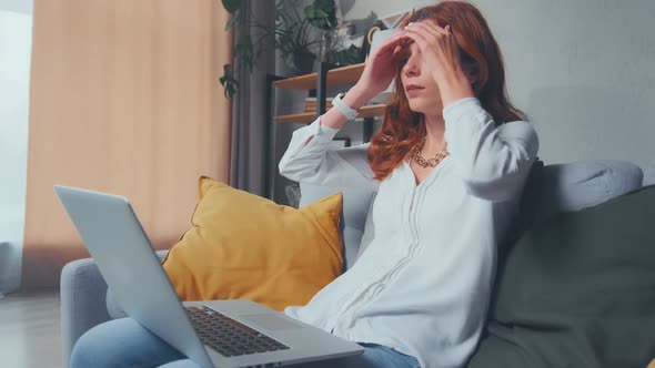 Upset Young Woman Using Laptop Feel Frustrated Mad About Computer Problem alt