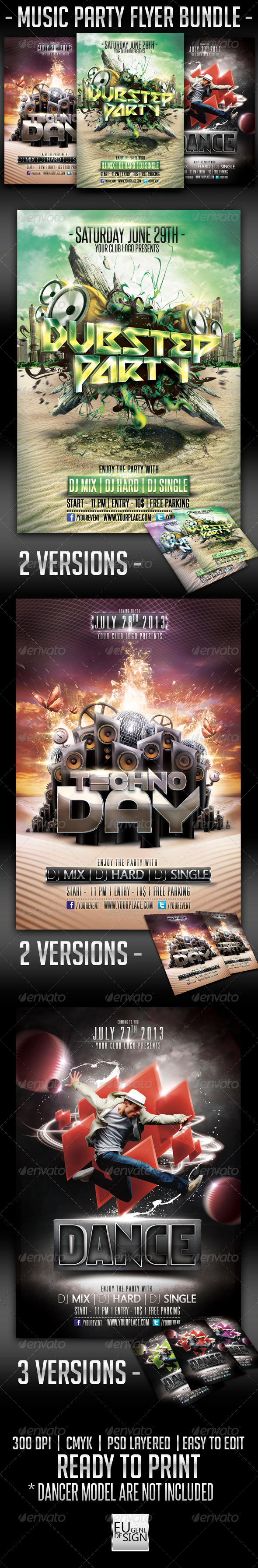Music Party Flyer Bundle - Clubs & Parties Events