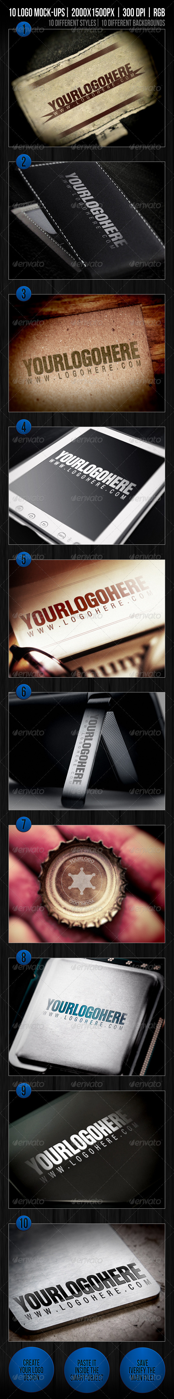 10 Logo Mockups Templates Vol.1 - Logo Product Mock-Ups
