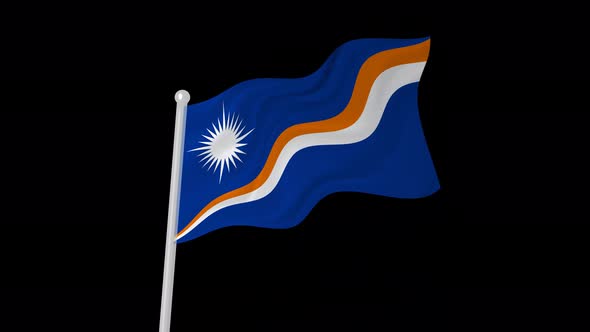 Marshall Islands Flag Wavy Animated On Black Background alt