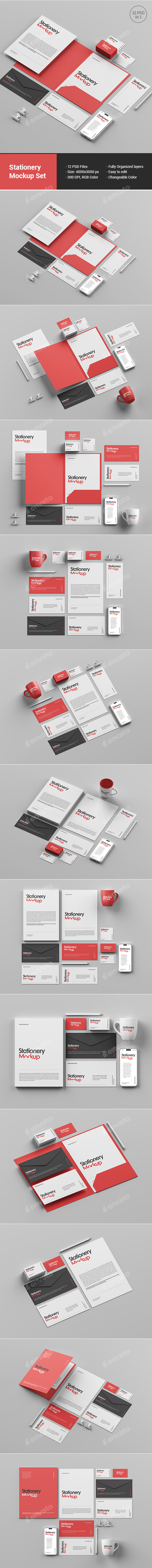 Stationery Set Mockup. 12 PSD Files.
