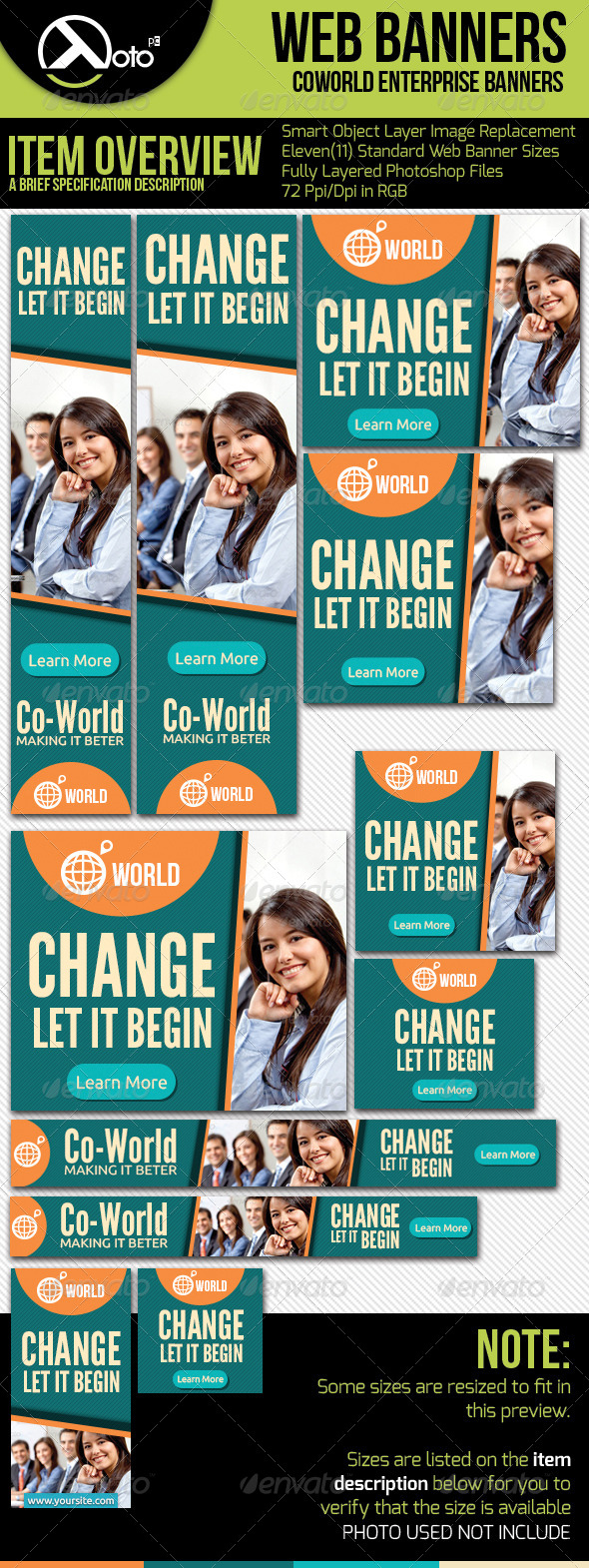 CoWorld Corporate Enterprise Web Banner - Banners & Ads Web Elements