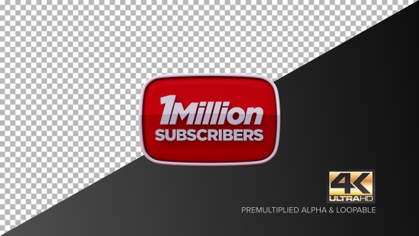 Set 5-13 Youtube 1 Million Subscribers Count Animation 4K