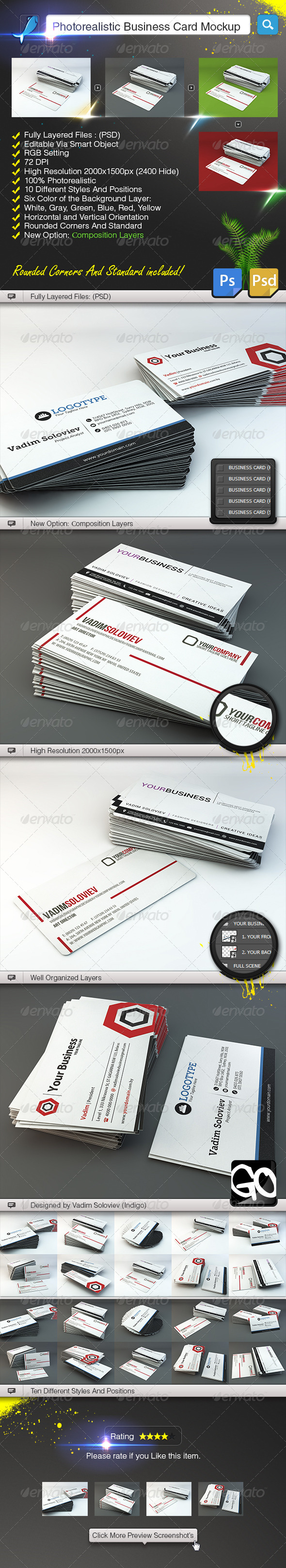 Photorealistic Business Card Mockup - Business Cards Print