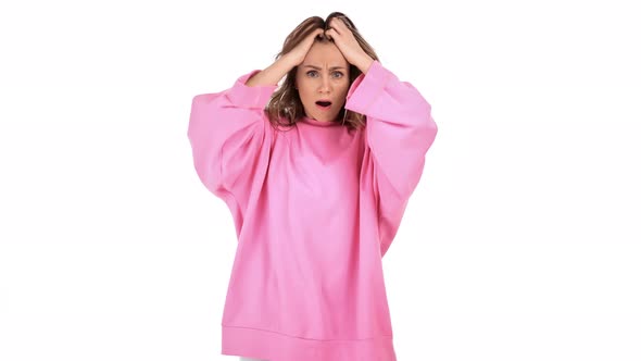 Portrait Annoyed Mad Woman Showing No Inevitable Unbelievable Isolated alt