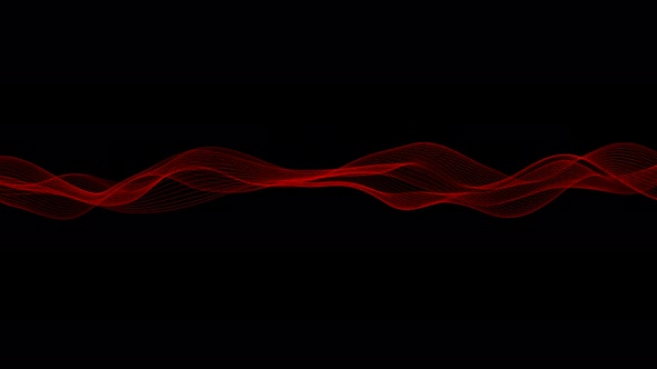Red Particle Line Wave On Black Background alt