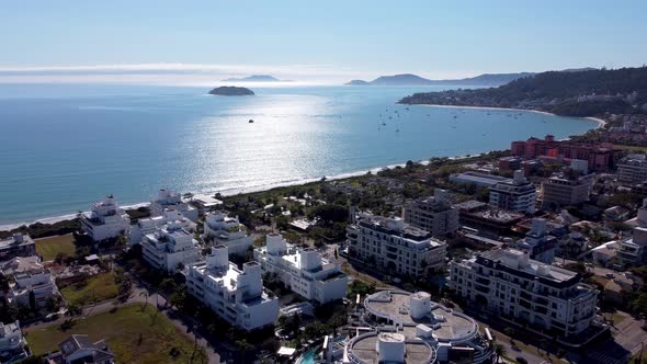 South America, Brazil. Aerial landscape of coast city of Florianopolis, Santa Catarina. alt