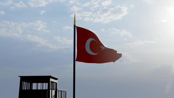 Soldier Guarding the Border Under the Turkish Flag alt