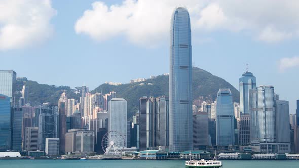 Central Hong Kong Skyline Urban Panorama Time Lapse China. Zoom Out alt
