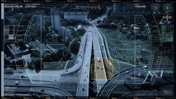 Streaming the Live Feed from the Drone Camera Chasing the Vehicle on a Highway alt