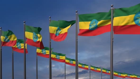 The Ethiopia A Flags Waving In The Wind   - 4K alt