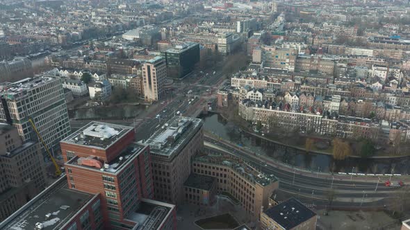 Aerial Hyperlapse of the Infrastruture Intersection in Amsterdam at the Wibautstraat and Mauritskade alt