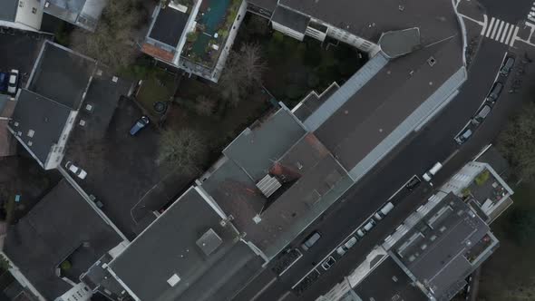 AERIAL: Slow Overhead Shot of Cologne City in Germany  alt