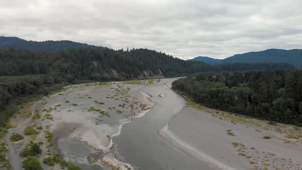 Humboldt 4K Drone Redwood State Park Eel River Flowing Slowly in Summer