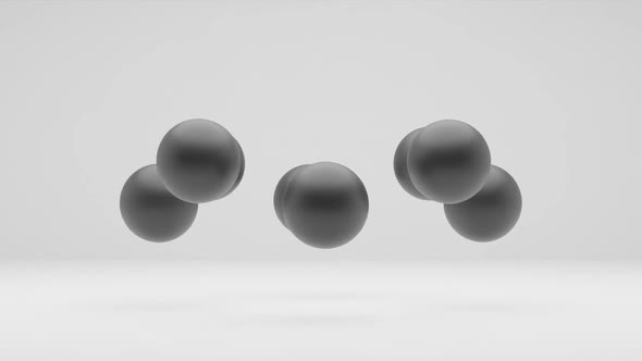 3d Render Loopable Futuristic Metalic Spheres Levitating on Blue Background