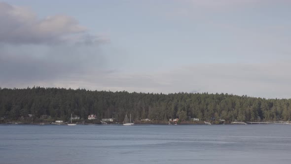 Gulf Islands on West Coast of Pacific Ocean During Sunny Winter Day alt