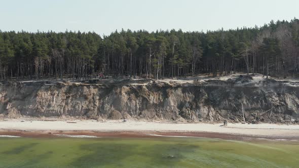 AERIAL: The Dutchman's Cap Viewpoint on Parabolic Dune on the Moraine Ridge and Pine Forest alt