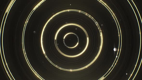 Loop Golden Neon Lines Running in a Circle with Shiny Particles alt