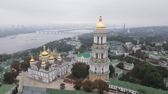 Symbol of Ukraine : Kyiv-Pechersk Lavra. Kiev. Slow Motion Aerial View alt
