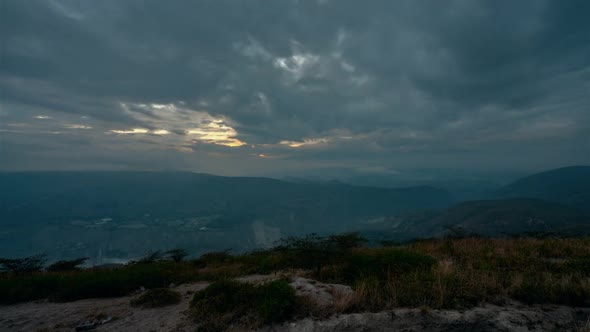 Quito, Ecuador, Timelapse  - Sunrise over the mountains of the Ecuadorian capital