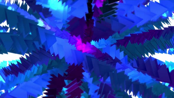 Abstract crystal background. The shimmer of a blue shiny texture. Rotation of background triangles.