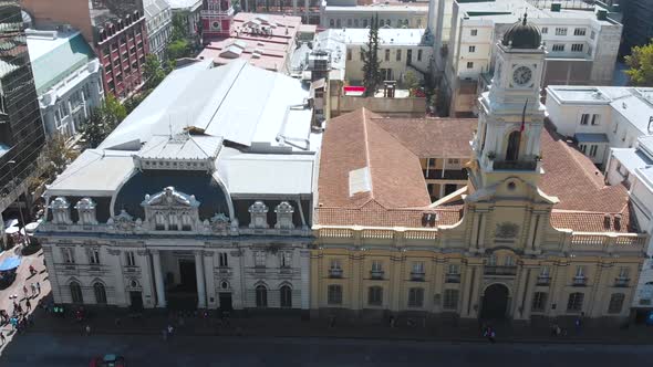 National historical museum and Post Office (Santiago, Chile) aerial view