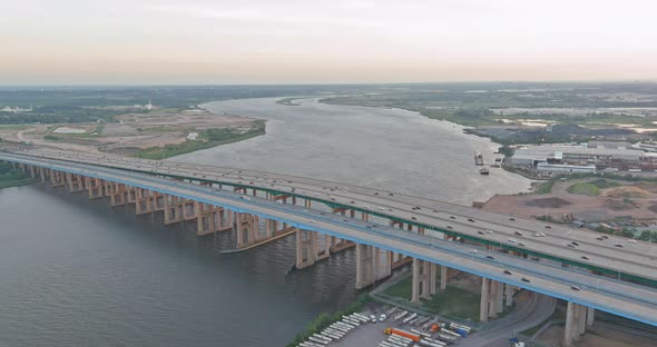 Aerial View on the Huge Complex Road Junction at the Entrance to the Governor Alfred E alt
