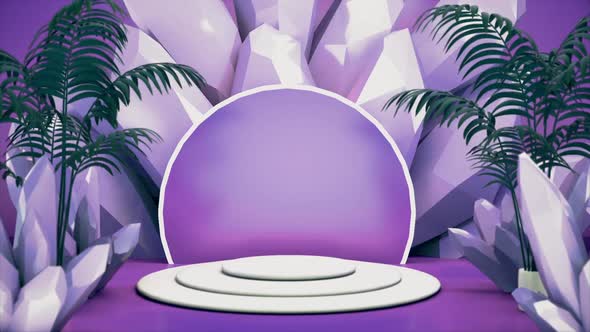 Abstract Pedestal With Crystal Purple Background