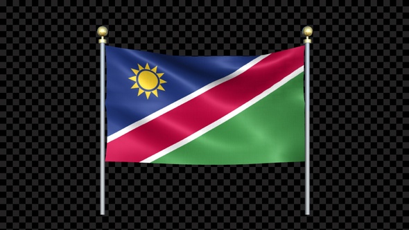 Namibia Flag Waving In Double Pole Looped alt