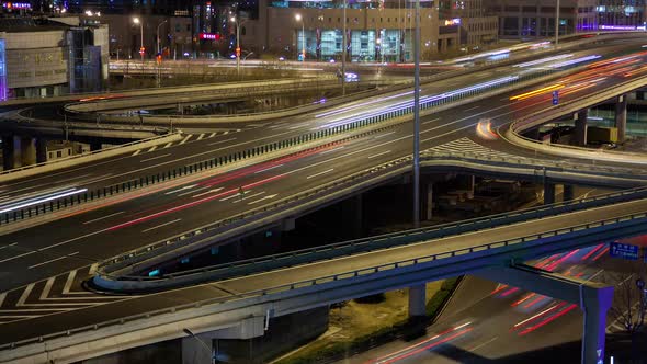 Chinese Overpass Roads Junction in Beijing Timelapse alt
