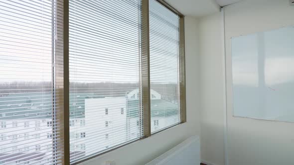 Inside a Skyscraper the Interior of an Empty Office Space with Panoramic Windows a Walk Through the alt