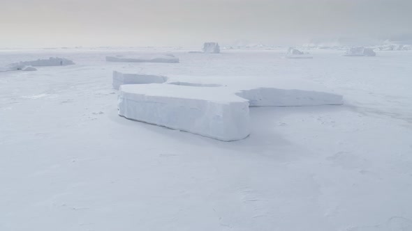 Tabular Stuck Frozen Ocean Ice Field Aerial View alt