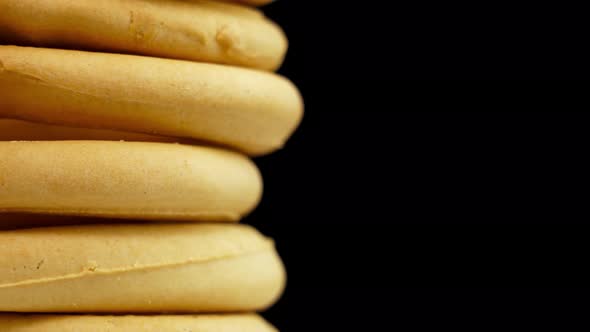 Tasty Italian Bossola Bread Turns on Black Background alt