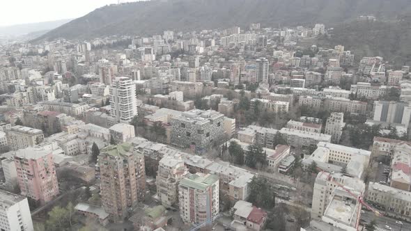 Aerial view of Ilia Chavchavadze avenue in the center of Tbilisi. Georgia 2021 alt