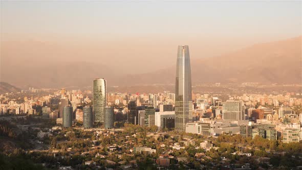 The city skyline of Santiago from Day to Night