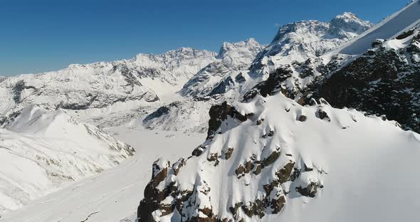 Chile Andes Rocky Steep Mountains Amazing Aerial Flyover Large Peak Snowy Landscape alt