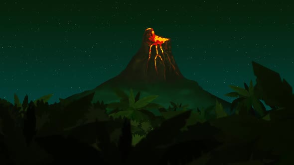 The beautiful landscape of the tropical rainforest and active volcano mountain. alt