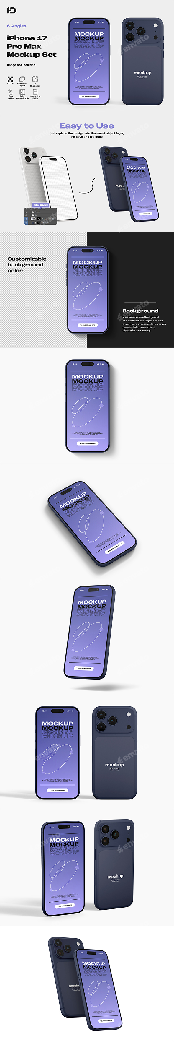 iPhone 17 Pro Max Mockup Set