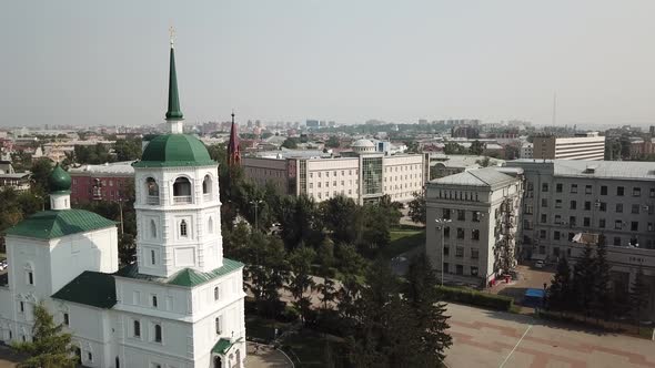 Aerial view of the Church in the Name of the Savior of the Holy Image in Irkutsk alt